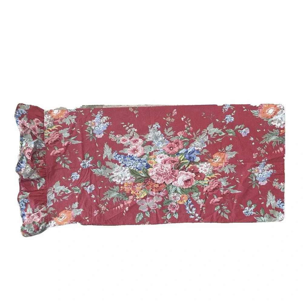 Vtg Ralph‎ Lauren  Beach House Fuchsia Floral Ruffled ONE KING Pillowcase